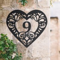 Swirl Heart Iron House Number Sign