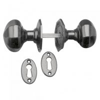 Octagonal Black Iron Mortice Knobs with Escutcheons 