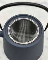 Close up of tea strainer detail on Slate Grey "Kurume" Japanese Style Teapot
