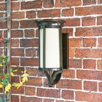 "Thaynwick" Large Cream and Bronze Wall Mounted Lantern on a Garden Wall