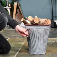 "The Burley" Steel Vase Log Basket to Scale