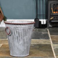 "The Burley" Steel Vase Log Basket by the Fire Place