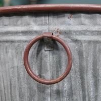 Round Handles on the Side of "The Burley" Steel Vase Log Basket
