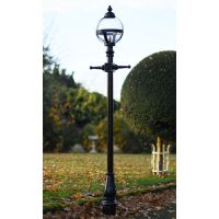 Glass Globe Style Lamp Post Set in Situ in the Garden