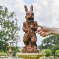 The Elegant Cast Iron Rabbit Sculpture to Scale