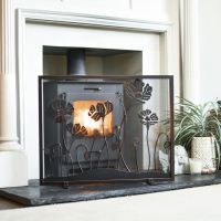 "The Meadow" Antique Fire Guard In A Fireplace Setting