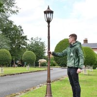 The Ruxton Bronze Manor Style Garden Lamp Post to Scale