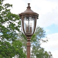 View of the The Bronze Manor Design Lantern on the Lamp Post