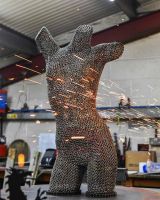 Recycled Metal Female Torso Sculpture - 81cm