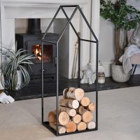 "Town House" Iron Log Rack Holding Logs in the House