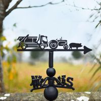 Tractor, Skip, Lorry & Pig Weathervane in situ