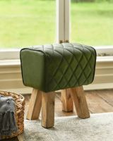 Traditional and Rustic Deep Green Leather Pommel Stool