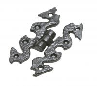 Traditional Antique Black Iron Highly Ornate Butterfly Hinges