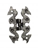 Traditional Antique Black Iron Highly Ornate Butterfly Hinges