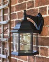 Large Traditional Black "Hexagonal" Victorian Top-Fix Wall Lantern in Situ