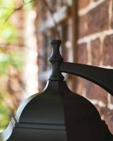 Close-Up of Backplate Connector for Large Traditional Black "Hexagonal" Victorian Top-Fix Wall Lantern in Situ