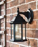 Traditional Black "Hexagonal" Victorian Top-Fix Wall Lantern - 36cm in Situ