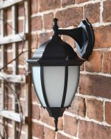 Traditional Black "Winter Frost" Aluminium Victorian Top Fix Wall Lantern - 36cm