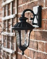 Traditional Black Aluminium Ornate Victorian Top Fix Wall Lantern - 37cm
