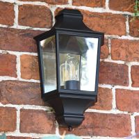 Traditional Flush Half Wall Lantern Finished in Black