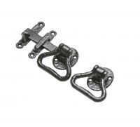 Traditional Black Iron Antique Ring Gate Latch Set