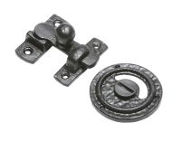 Traditional Black Iron Bathroom Privacy Bolt Set - Supplied With Vacant and Engaged Indicator