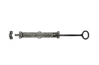 Traditional Black Iron Extra Long Door or Gate Bolt With Ring Handle