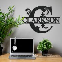 Letter C Monogram Name Sign in Situ in the Office