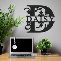 Letter D Monogram Name Sign in Situ in the Office