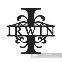 Letter I Monogram Name Sign Personalised with the Name Irwin