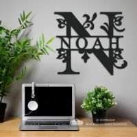 Letter N Monogram Name Sign in Situ in the Office