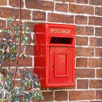 Traditional Wall Mounted Post Box Finished in Red With Gold Text
