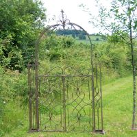 Traditional Scroll Design Rose Arch Gates Finished in a Rustic Finish