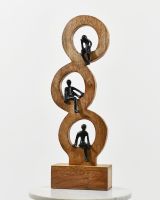 "Trailing Thoughts" Aluminium and Mango Wood Sculpture - Black