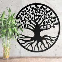 Black Round "Tree of Life" Wall Art in Situ Inside