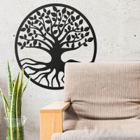 Black Round "Tree of Life" Wall Art in Situ in the Sitting Room