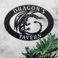 Tribal Dragon Iron Oval House Sign in Use Outdoors