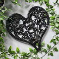 Heart Design Cast Iron Trivet Finished in Black 