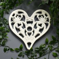 Heart Design Cast Iron Trivet in Cream