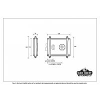 Oak & Black Iron Rim Lock and Knob Set Dimensions 