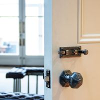"Alverton Manor" Straight Knob Bolt 4" Pewter in situ 