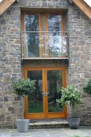 Monkeytail Levr Lock Set Pewter on French Doors 