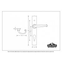 Farmhouse Lever Espagnolette Lock Set Antique Black Dimensions