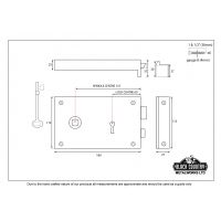 Left Hand Rim Lock Iron - Large Dimensions 