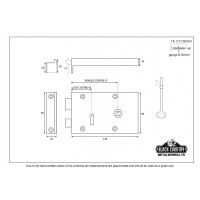 Right Hand Polished Brass Rim Lock - Small - Dimensions 
