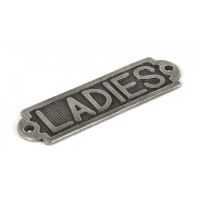 Antique Pewter Solid Brass Bathroom Sign or Push Plate – ‘Ladies’ 