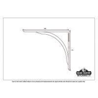 Curved Black Iron Shelf Bracket - Dimensions 