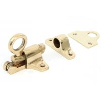 Polished Brass Fanlight Catch with Two Keeps