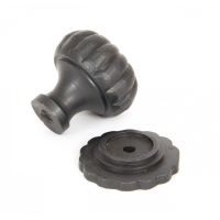 Side View of Steel Beeswax Flower Cabinet Knob - 32mm