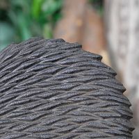 Close up of etching on hedgehog body 